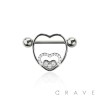 MULTI CZ HEART IN HEART 316L SURGICAL STEEL NIPPLE RING